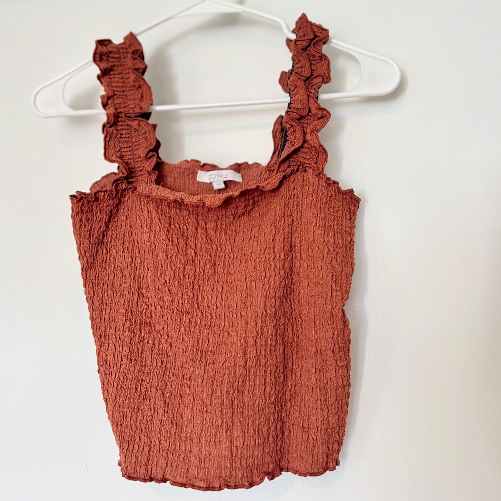 Cute Boutique Burnt Orange Scrunch Tank Top